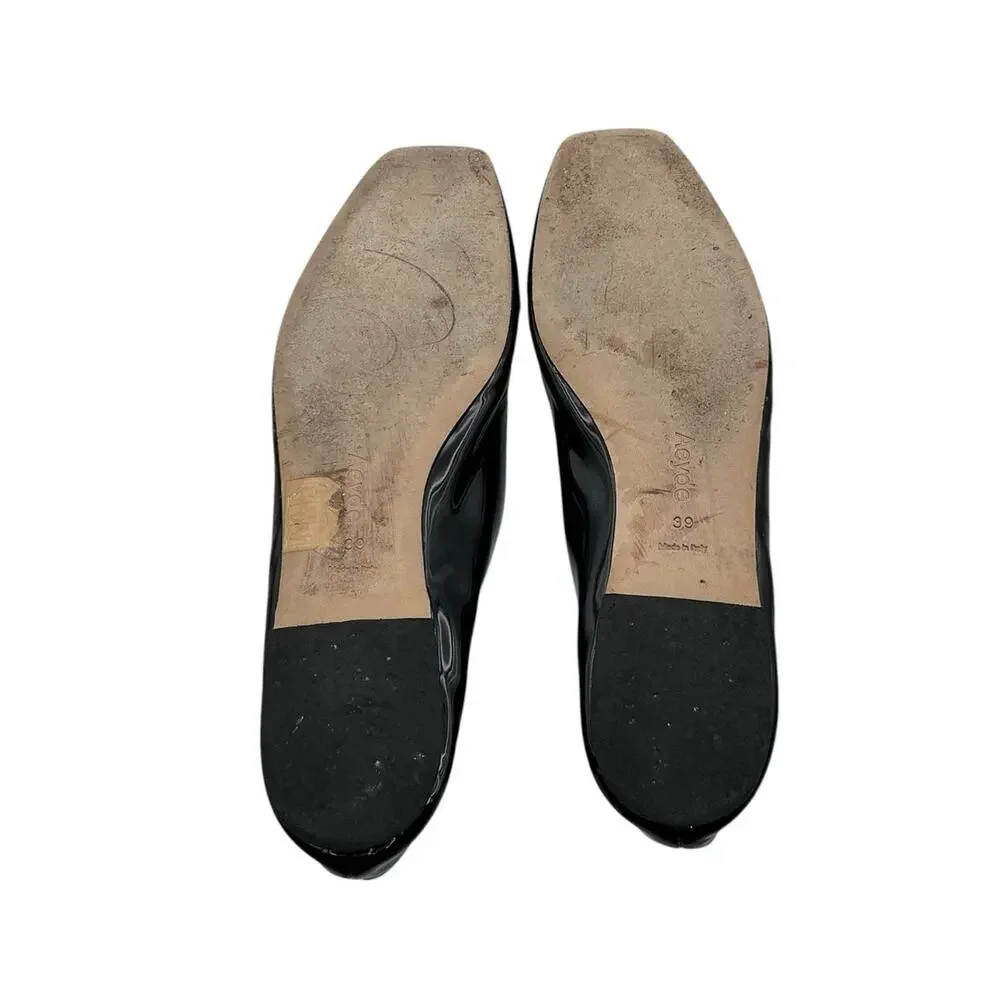 Aeyde Uma Mary Jane Black Patent Leather Flats EU 39 US 8 Made in Italy